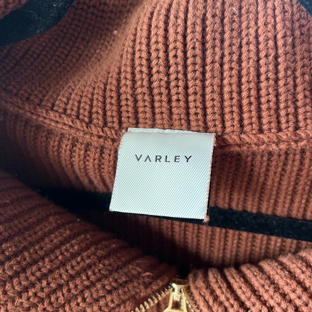 Varley Rust Cropped Zip-Front Ribbed Sweater - Picture 3 of 10